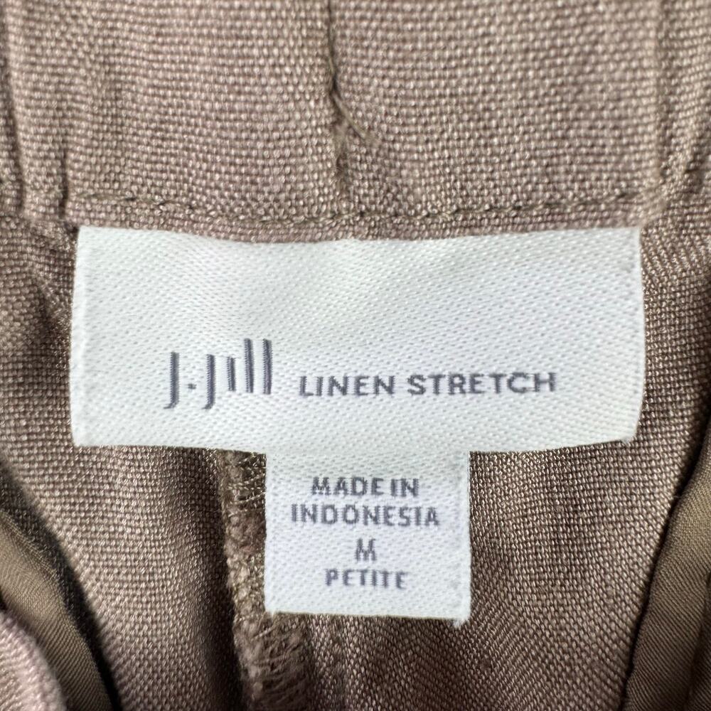 J.Jill Linen Stretch Crop Pants Women M Petite Beige Taupe Pull On Ankle Casual - Picture 10 of 13